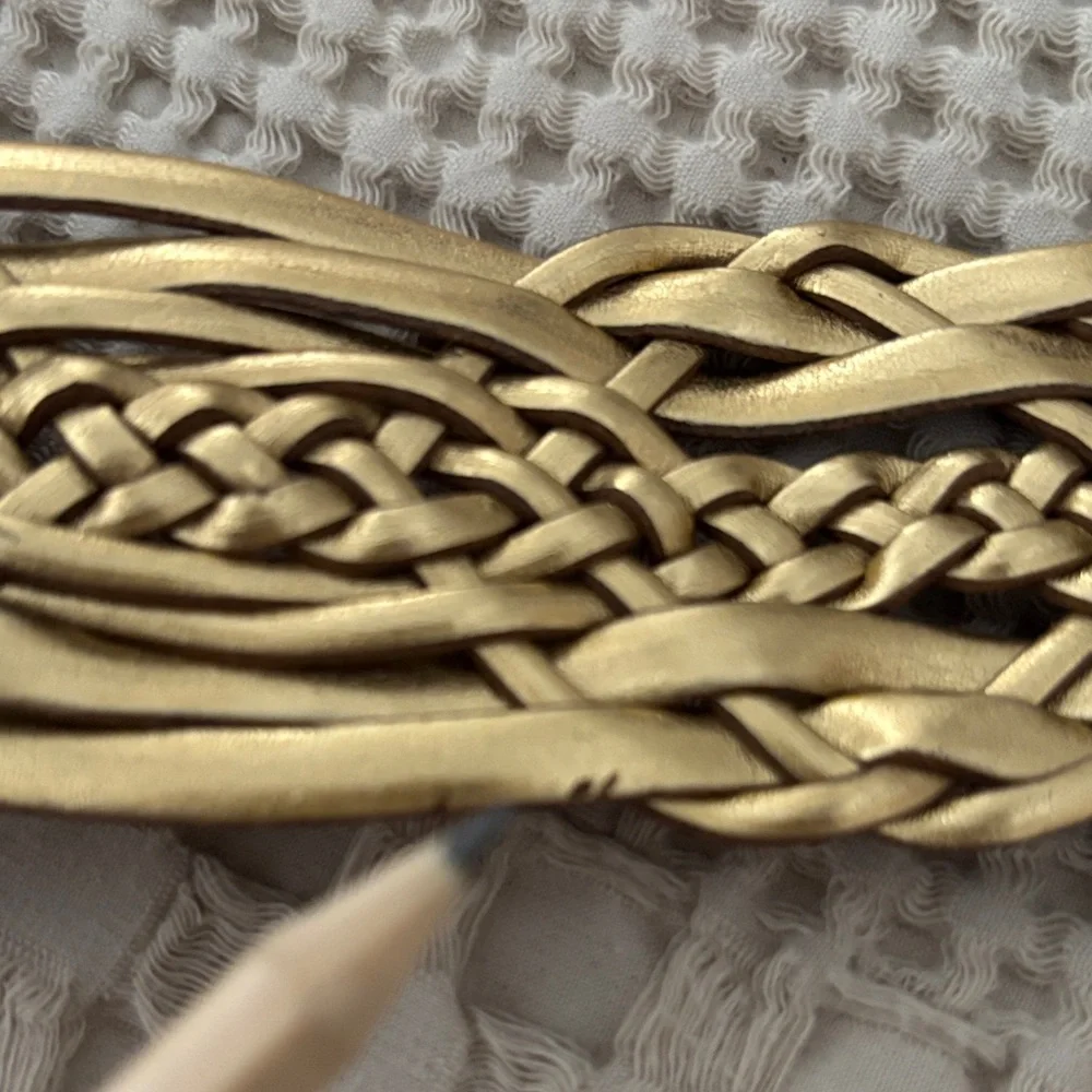 NWT Nine West Gold Tone Metallic Woven Belt with Decorative Buckle Size L/XL - Picture 12 of 16